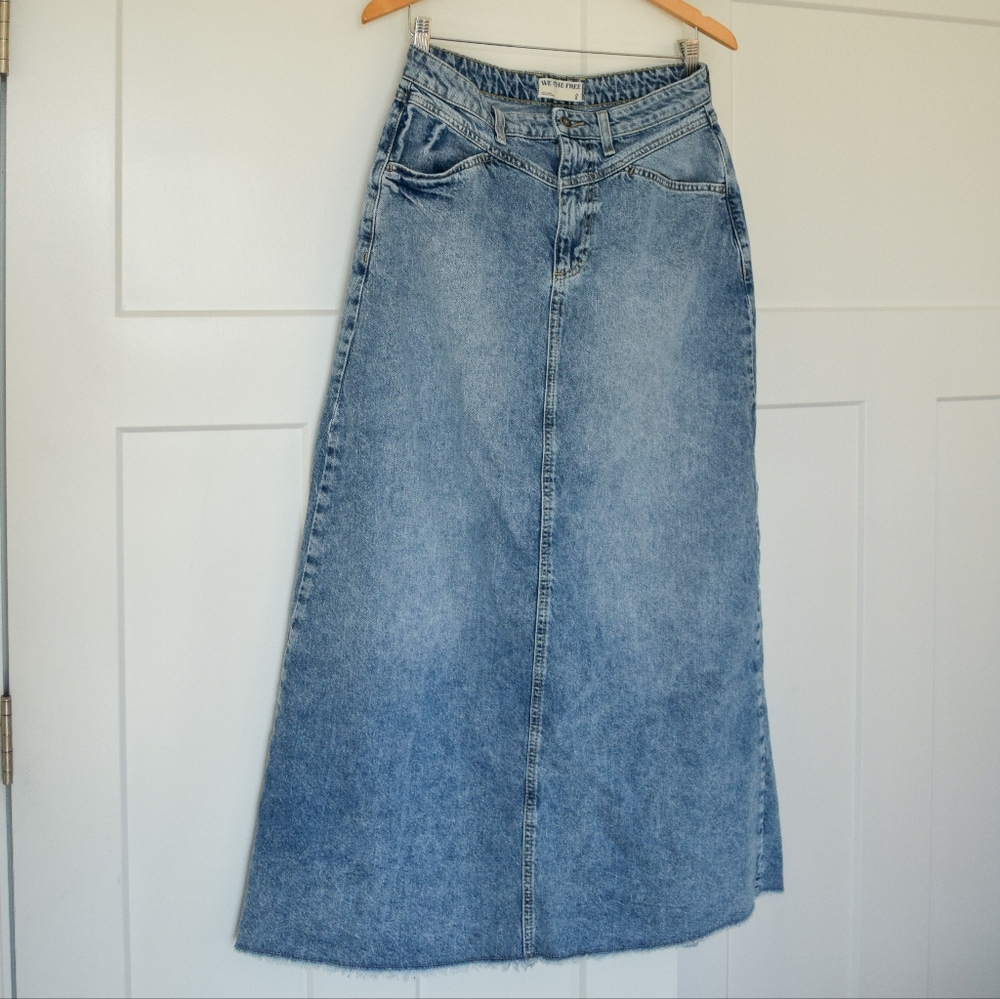 Free People denim maxi skirt